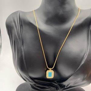 Vintage Cristian Dior Gold & Blue Crystal Stone Necklace